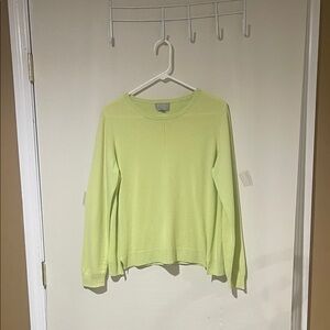 Pure Collection 100% Cashmere Lime Green Crew Neck Sweater SZ 8/10 Like New